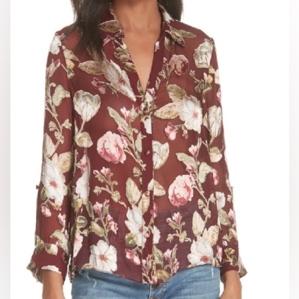 Eloise Roll Sleeve Floral Blouse